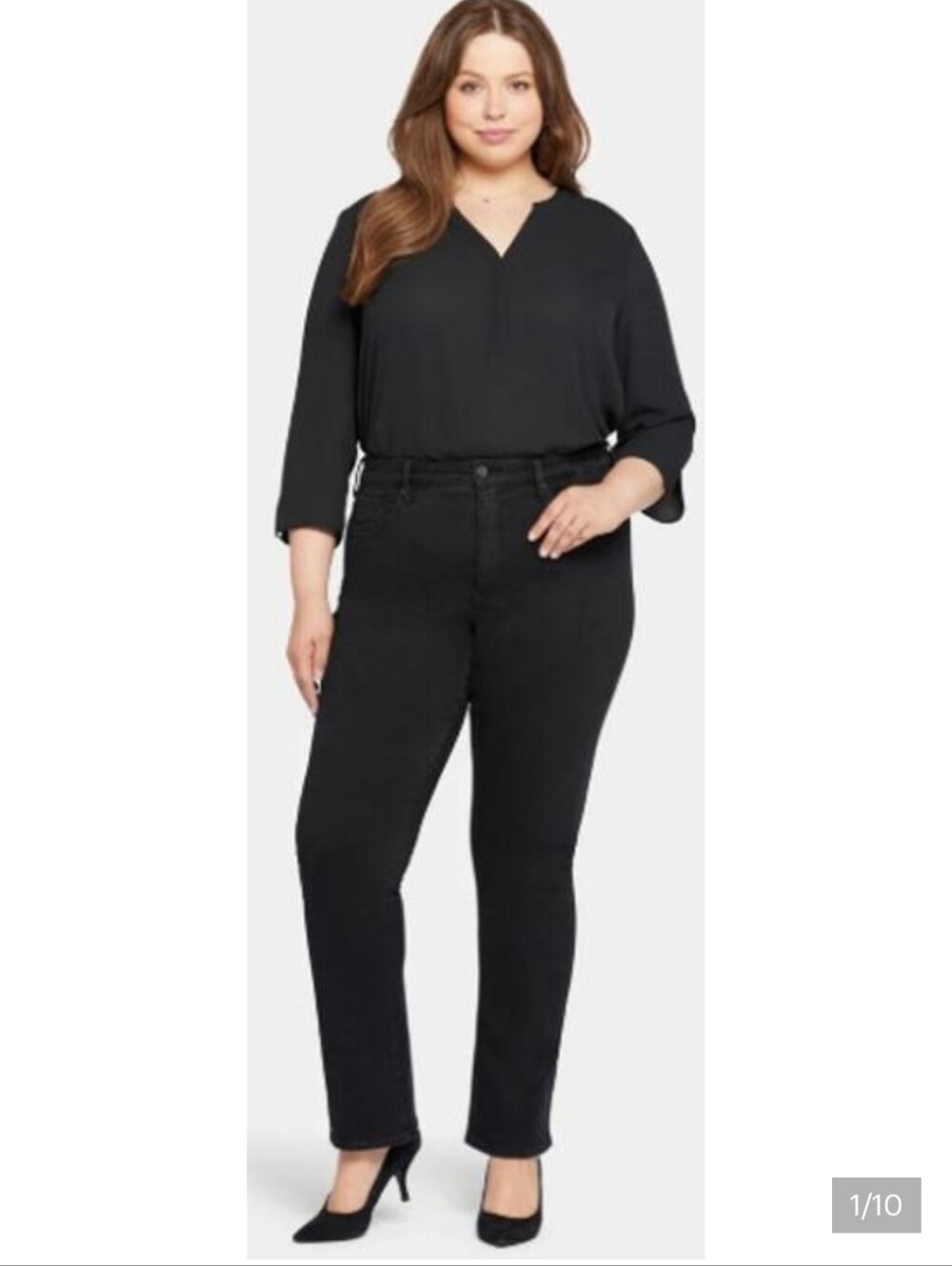 NYDJ Women 6 Long Black Denim Lift x Tuck Technology Slim Bootcut Denim Jeans
